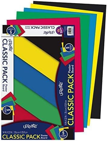 UCreate Poster Board, Assorted Colors, 22 x 28 - 4 count